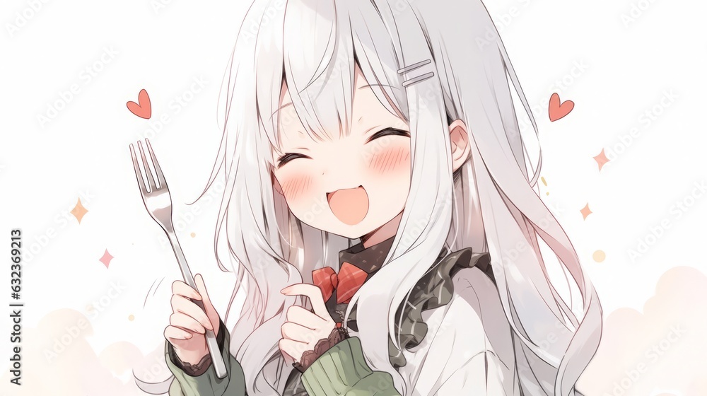 フォークを持つ女の子,Generative AI AI画像