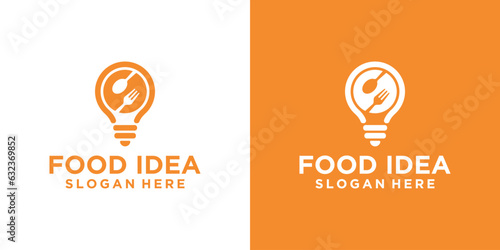 Bulb & Fork Creative Restaurant logo, fast food spoon and fork icon vector logo design inspiration