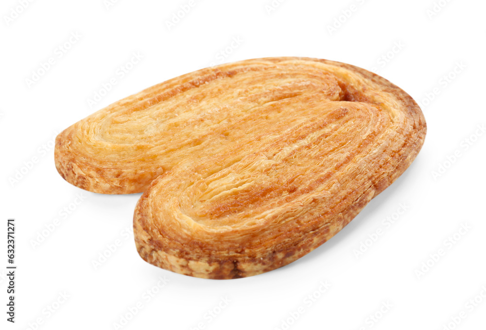 French palmier cookie isolated on white. Fresh pastry French palmier cookie isolated on white. Fresh pastry