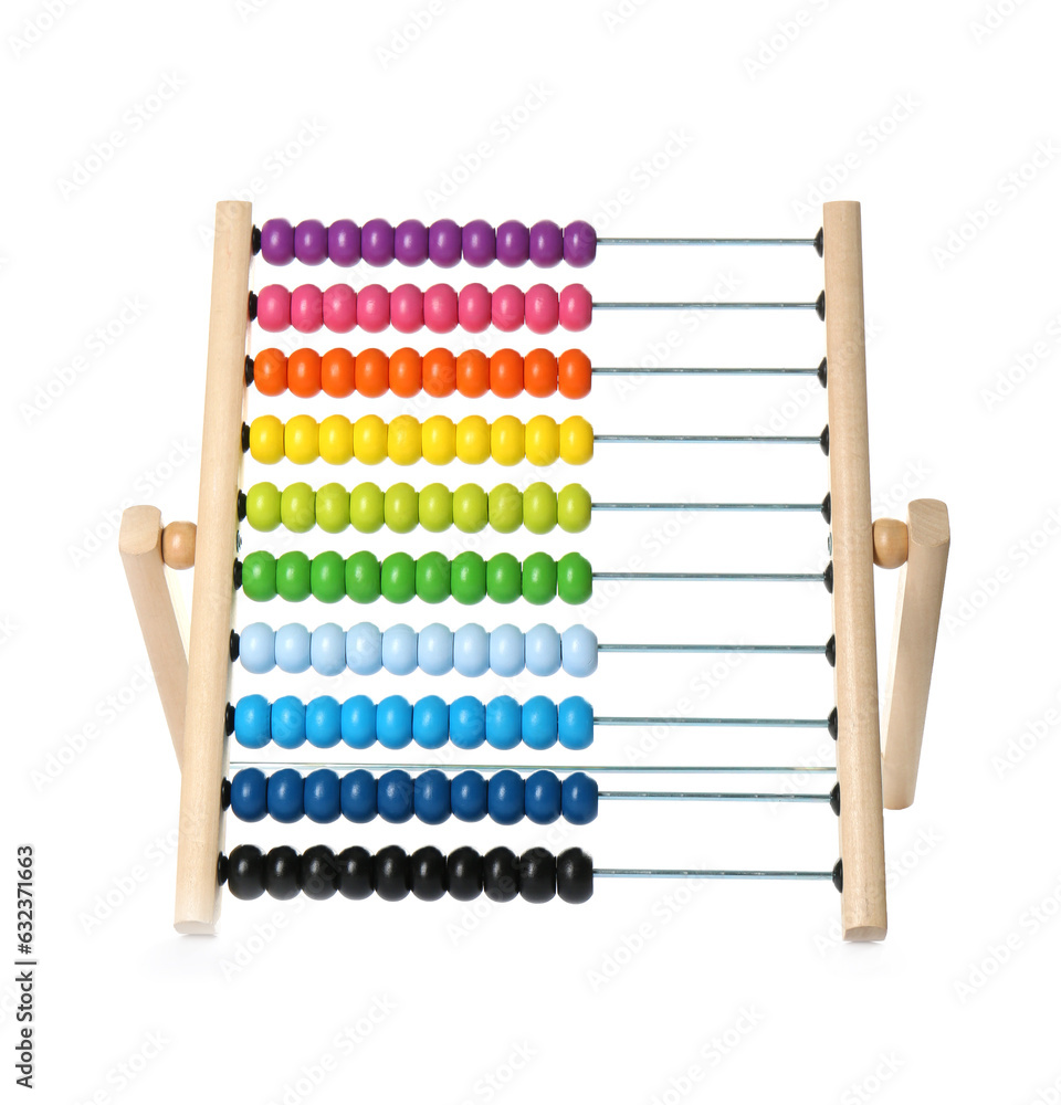 One wooden abacus isolated on white. Children's toy