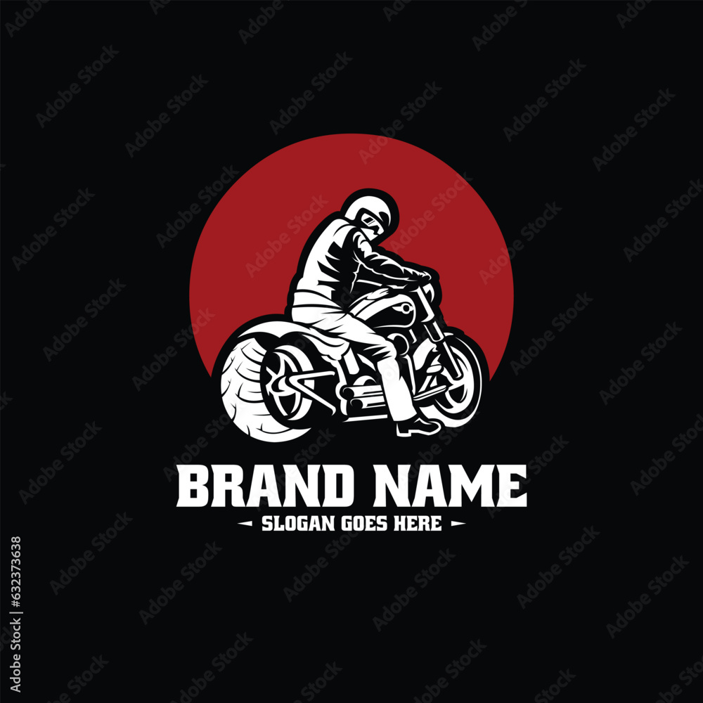 Chopper Biker Art Vector Silhouette Illustration Logo Template Isolated in Black Background Chopper Biker Art Vector Silhouette Illustration Logo Template Isolated in Black Background