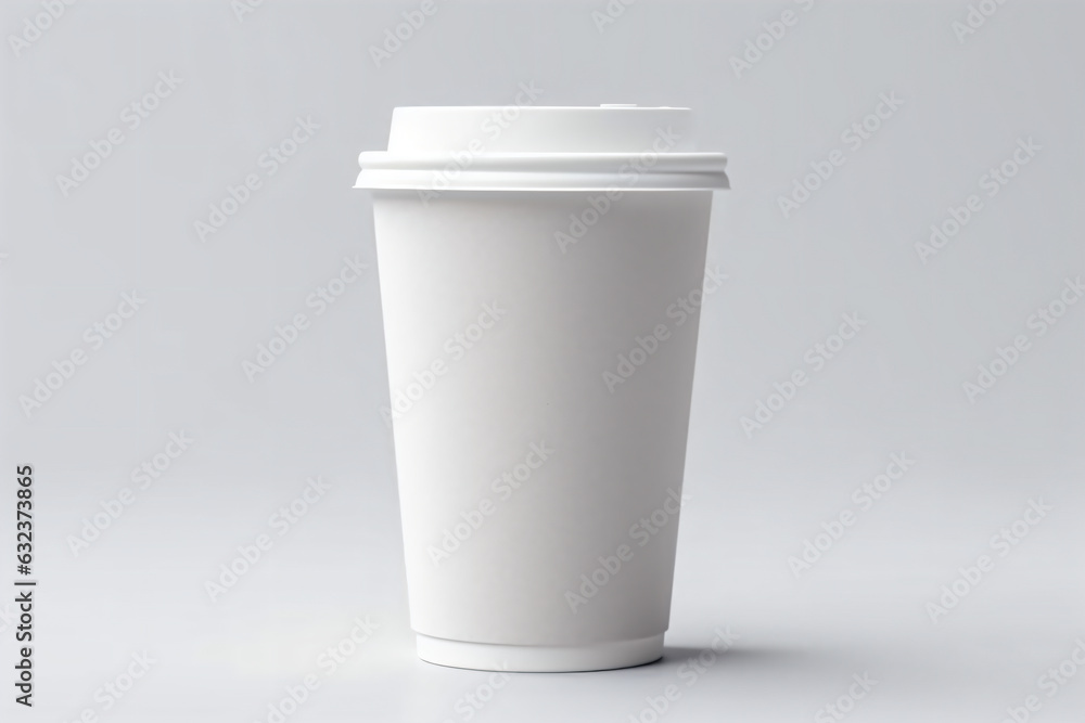 Blank mockup take away coffee cup isolated in White background - Generative AI Blank mockup take away coffee cup isolated in White background - Generative AI