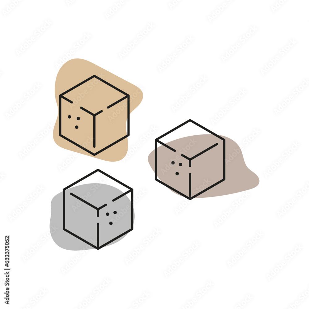 Obraz premium Tofu flat line in colored spots icon. Vector illustration. Eps 10.