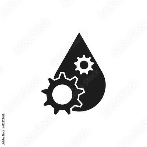 Lubricant oil drop and gear icon. Vector illustration. Eps 10.
