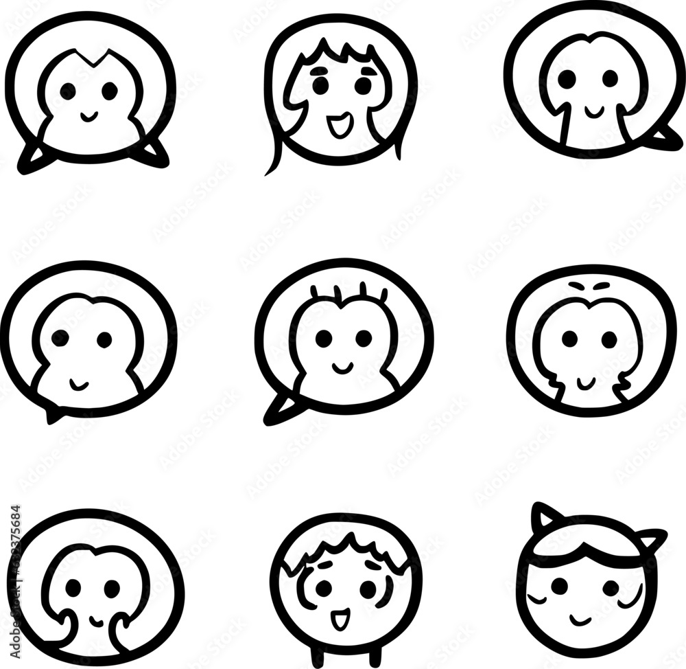 set of cute face cartoon set of cute face cartoon