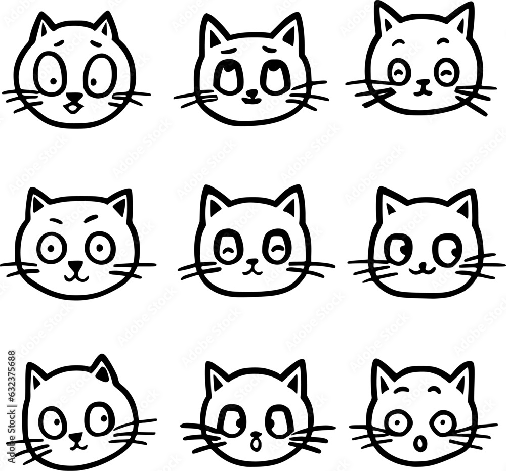 set of cute cat cartoon set of cute cat cartoon