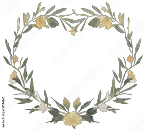 heart floral frame for design, generative ai