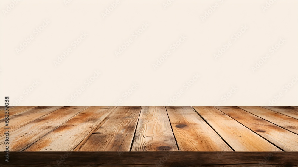 Empty wooden table on a white background, for product display montage Empty wooden table on a white background, for product display montage