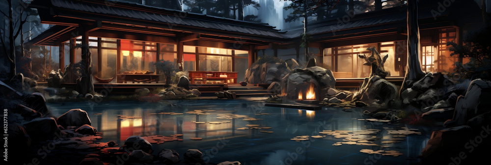 Serene Retreat: Traditional Japanese Ryokan with Open-Air Hot Springs