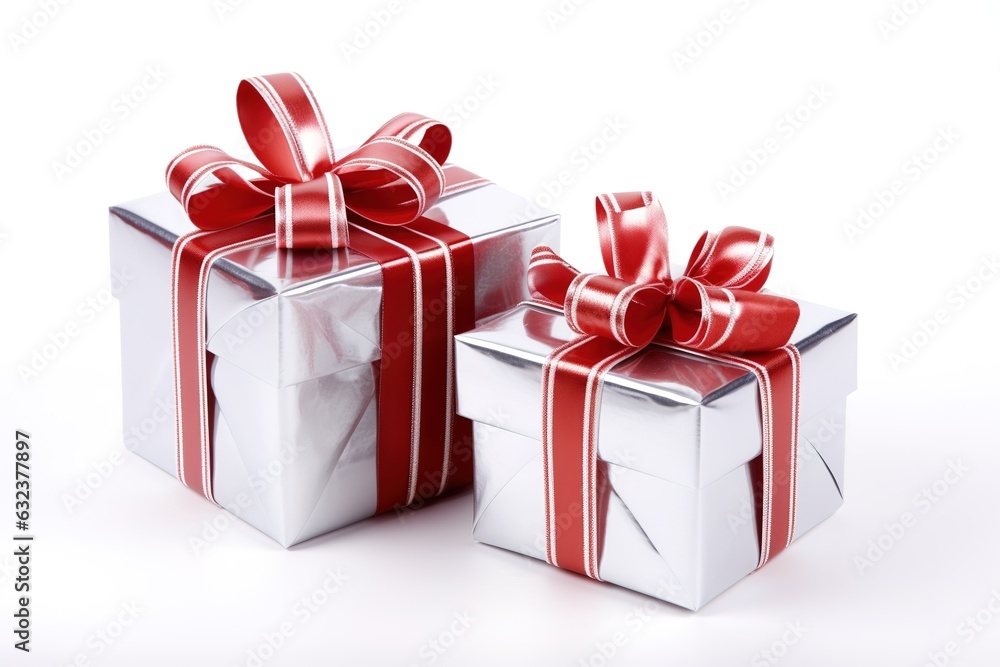 A collection of presents isolated on white background using generative AI A collection of presents isolated on white background using generative AI
