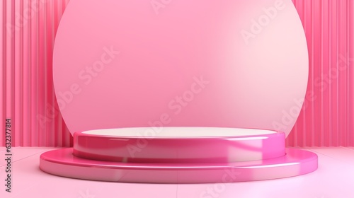 3D realistic pink podium with circular background for product placemen