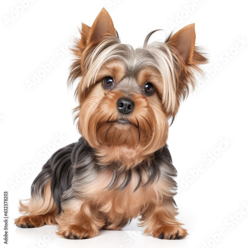 Cute yorkshire terrier on white background. Generative AI