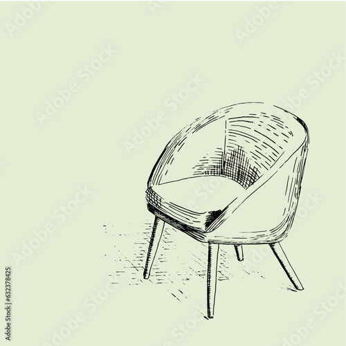 Chair black lines hand drawn  (ID: 632378425)