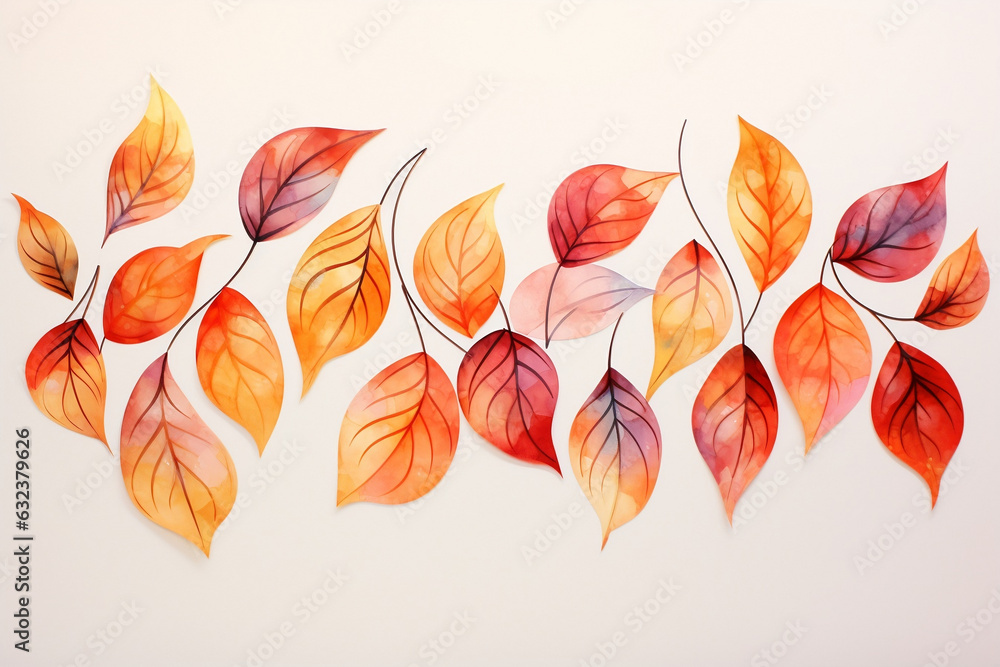 Autumnal Delight: Vibrant Watercolor Garlands in Orange and Red