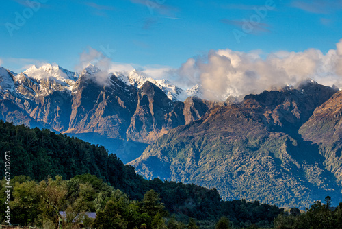 The Southern Alps peaks in New Zealands West coast