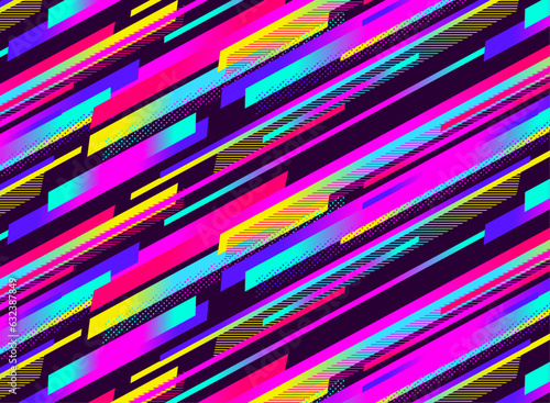 抽象的デジタルグリッジ風ポップなシームレスのパターン
