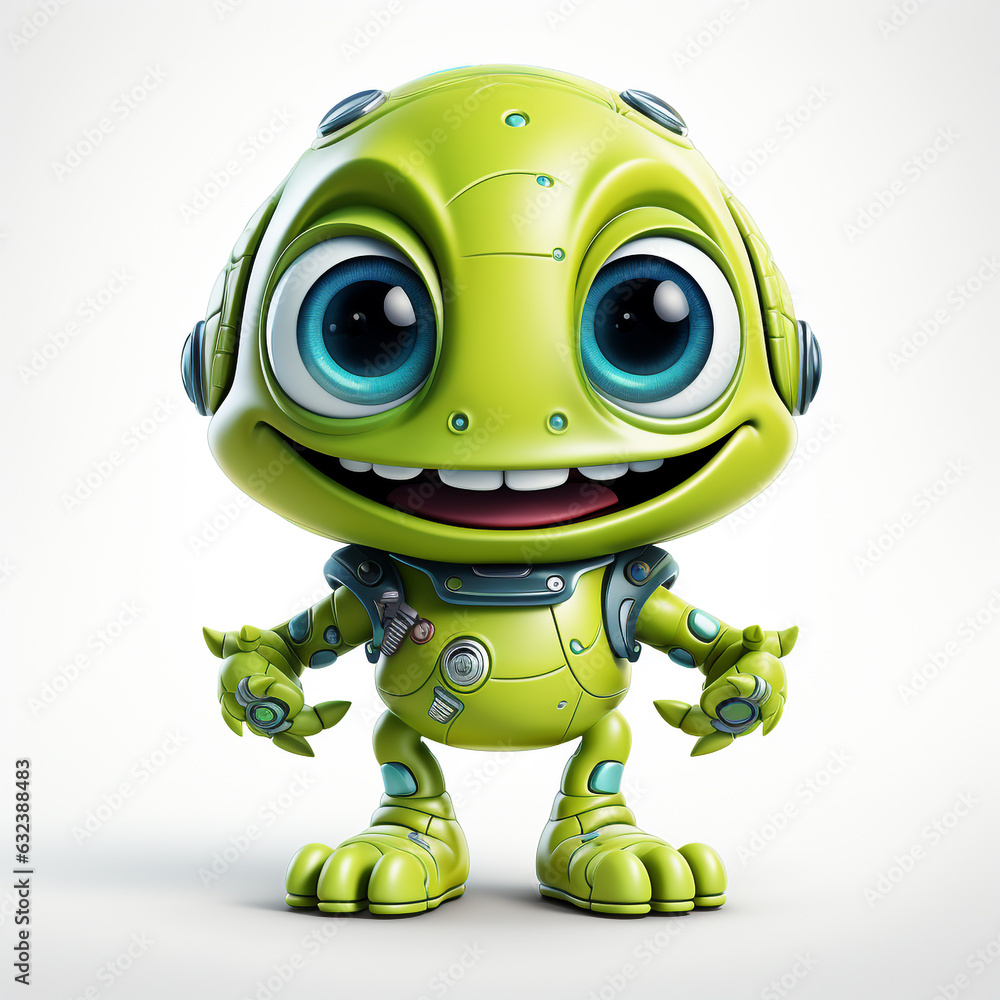 Cartoon alien from outer space white background Stock Illustration