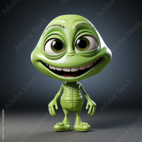 Cartoon alien from outer space white background