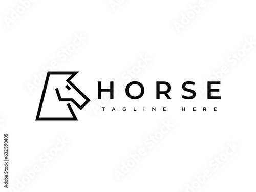 horse head line style logo design