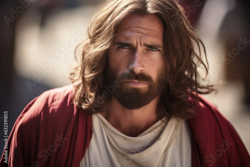Canvas Print Jesus wearing a red sash in the parable of the Lost Coin in Luke 15:8-10, woman