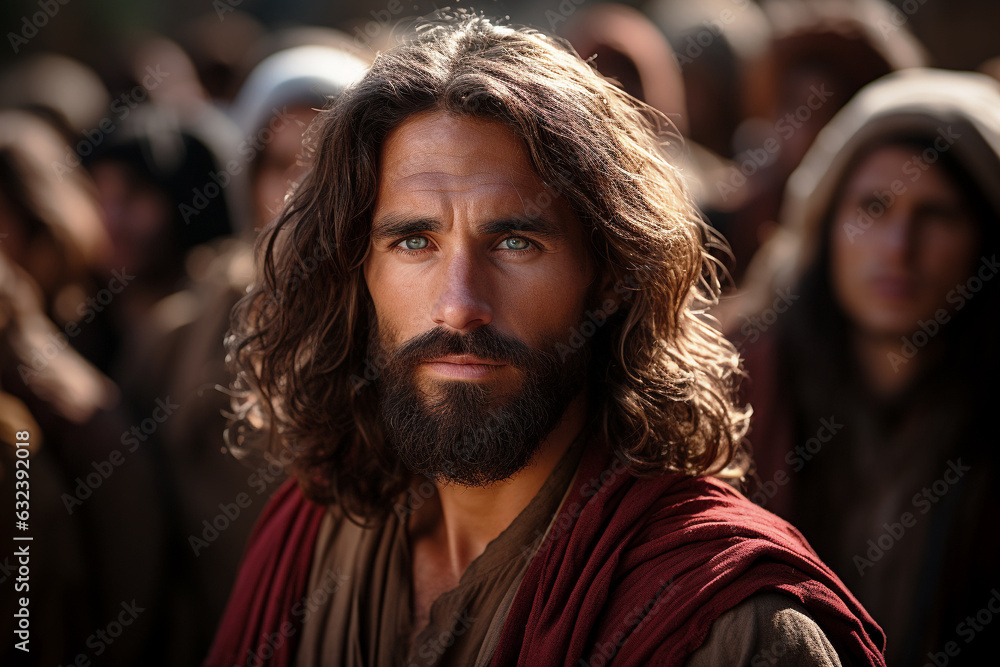 Jesus Wearing A Red Sash During The Sermon On The Plain In The Gospel Jesus wearing a red sash during the sermon on the plain in the gospel