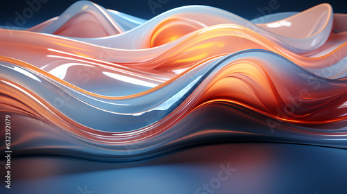 Swirling Dimensions: Futuristic 3D Objects on Wavy Blue