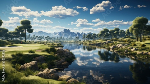 Lakefront Golfing: Scenic Beauty on the Fairway, generative ai