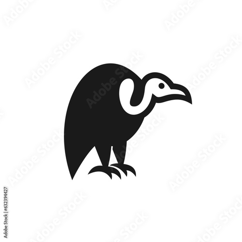 negative space vulture illustration vector logo icon