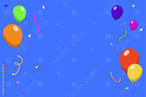 Vector de fondo para cumpleaños, vector de globos, confeti , ilustración para cumpleaños 