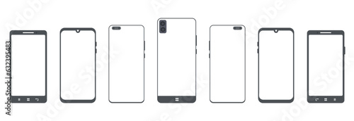 Realistic smartphone or mobile phone with blank screen