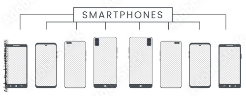 Realistic smartphone or mobile phone with transparent screen