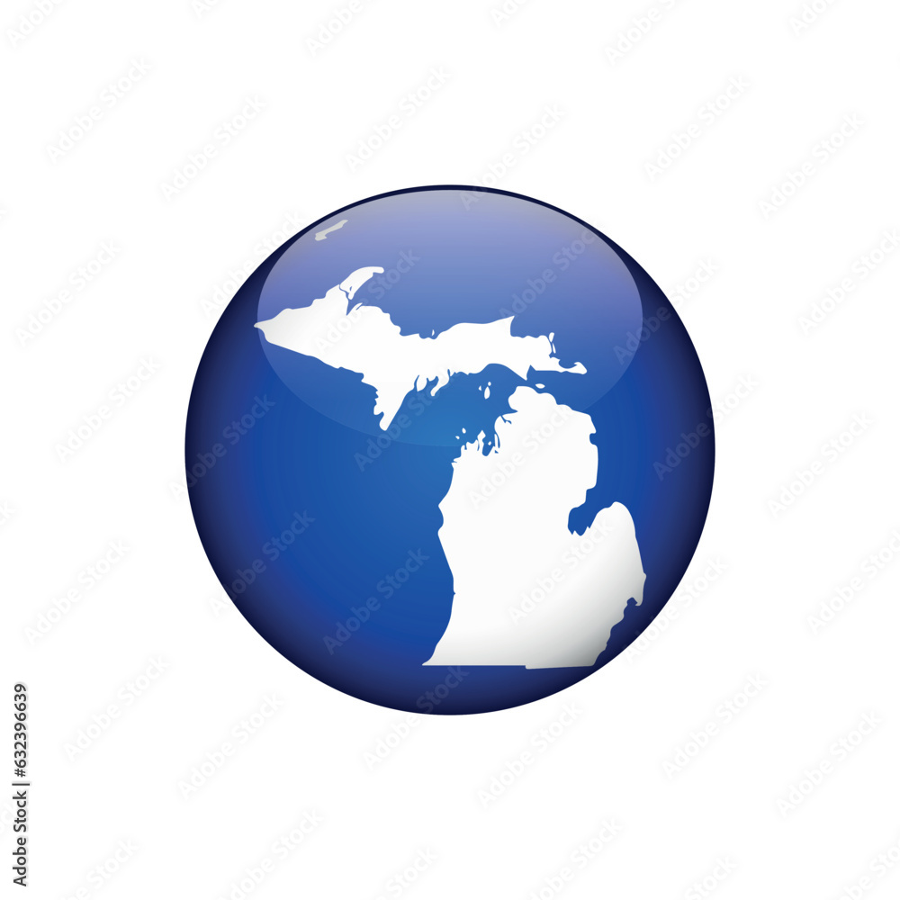 Michigan Circle Button States of US Map Icon Vector Template Illustration Design