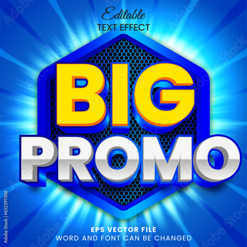 Big promo 3d blue editable vector text effect