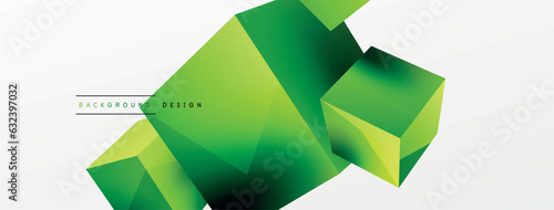 3d vector abstract background. Flying cubes composition. Trendy techno business template for wallpaper, banner, background or landing