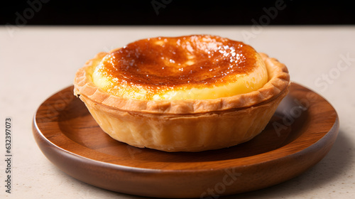 The intricate details of Pastel de nata, a classic Portuguese egg tart pastry