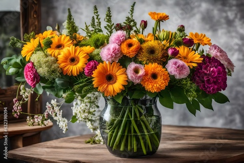 bouquet of flowers in vase generated by AI tool