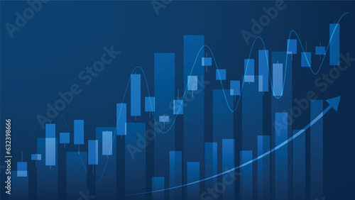 Wallpaper Mural Financial business statistics with bar graph and candlestick chart show stock market price on dark background Torontodigital.ca