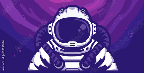 vector illustration of an astronaut character with a space background