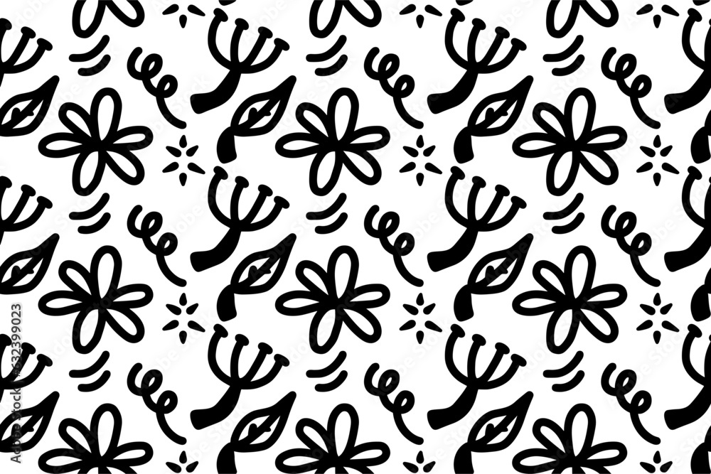 handdrawn doodle simple modern seamless pattern background