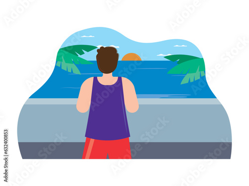 Flat sunday morning vector cartoon illustration. Concept of a good morning and a good start to the day. Sunday morning beautiful day design illustration