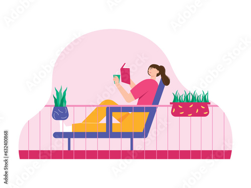 Flat sunday morning vector cartoon illustration. Concept of a good morning and a good start to the day. Sunday morning beautiful day design illustration