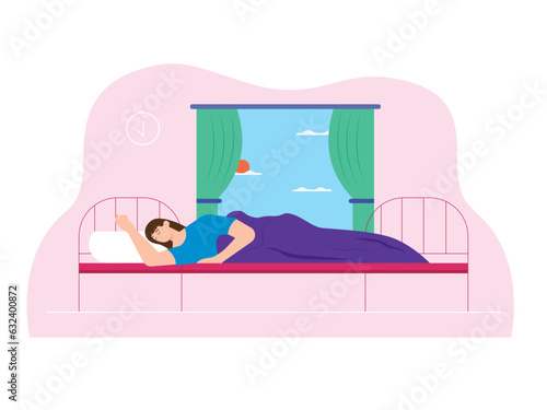 Flat sunday morning vector cartoon illustration. Concept of a good morning and a good start to the day. Sunday morning beautiful day design illustration