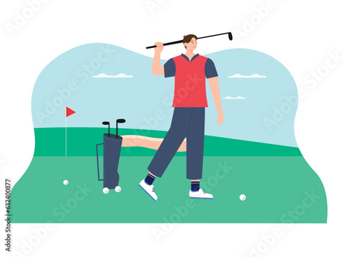 Flat sunday morning vector cartoon illustration. Concept of a good morning and a good start to the day. Sunday morning beautiful day design illustration