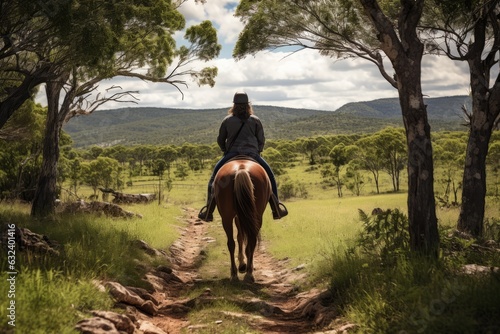 Horse And Rider Enjoying A Peaceful Track, Generative AI © Box Milk