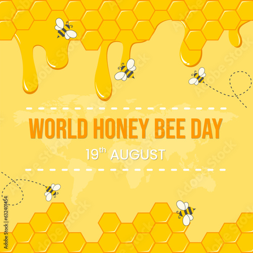 Vector graphic of little bees and honeycomb borders background suitable for world honey bee day