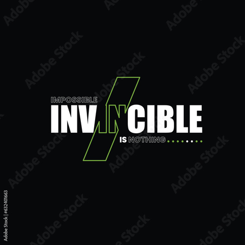 Invincible stylish quotes motivated typography design vector illustration. t shirt clothing apparel and other uses