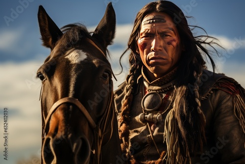 Horse And Rider In Traditional Native Look, Generative AI