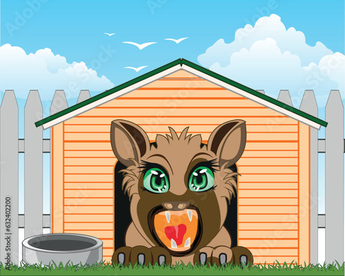 Vector illustration cruel pets cruel dog in box