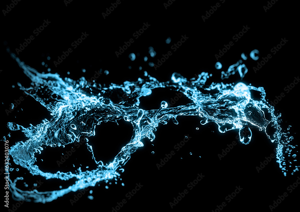 Obraz premium 3d illustration of abstract blue splashes and waves