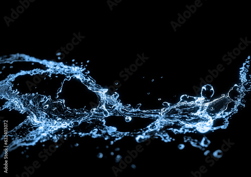 3d illustration of abstract blue splashes and waves